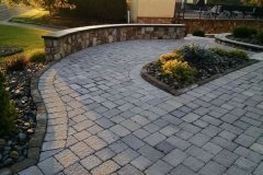 Landesign-Hardscape-Masonry-Valley-Forge-Stone-seating-wall-off-brick-paver-driveway